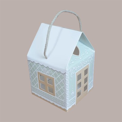 Casetta in Cartoncino Verde con Cordini Piccola 120x120H110mm 20 pezzi [c3c52838]