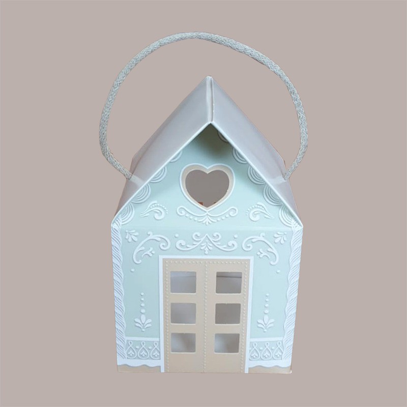 20 Pz Scatola per Confezione Regalo Natale Piccola Casetta in Cartoncino Verde con Cordini  120x120H110mm [1ae36b35]