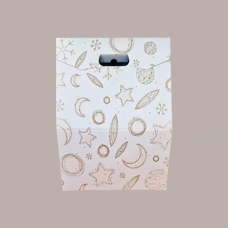 5 Pz Scatola per Confezione Regalo Porta Panettone Bottiglia Valigetta Baulotto in Carta Grafica White 330x250H390mm [8a80a2f3]