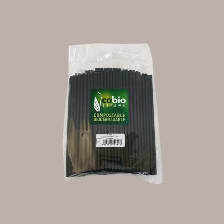 300 Pz Cannuccia Dritte Nera PLA Biodegradabile Eco Dm6 H21 [16e8d38a]