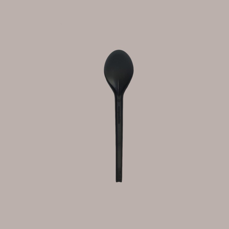 100 Pz Cucchiaino Nero per Dessert Gelato Yogurt in CPLA Bio Compostabile 13cm [01b7b1f6]