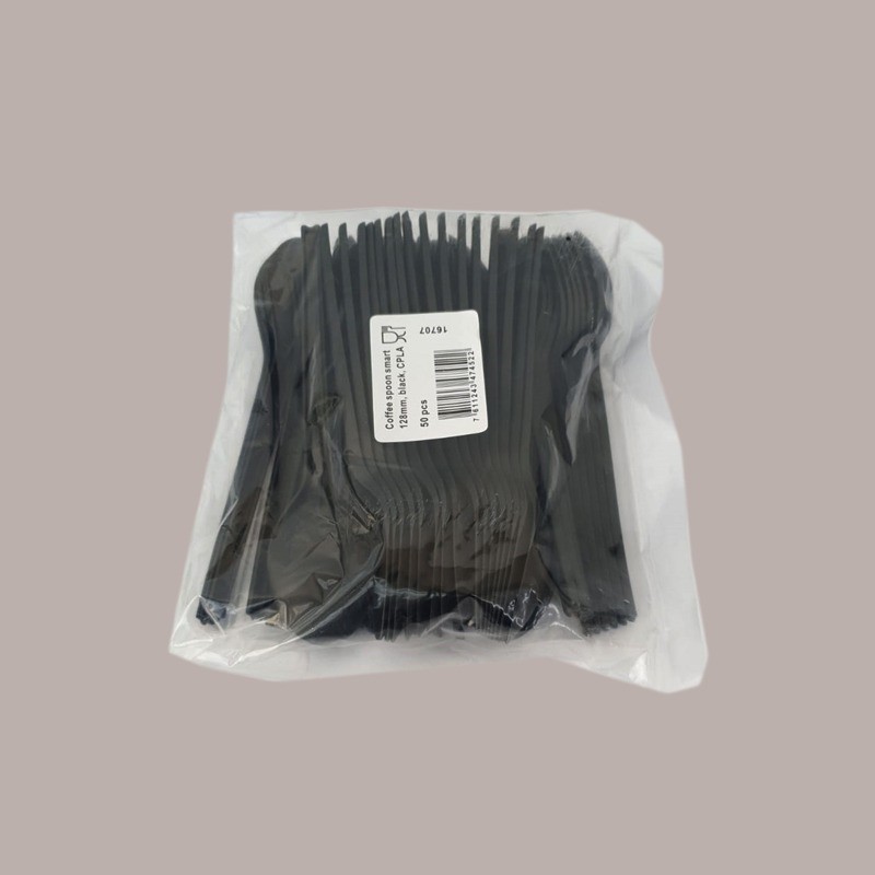 100 Pz Cucchiaino Nero per Dessert Gelato Yogurt in CPLA Bio Compostabile 13cm [d891f2fb]