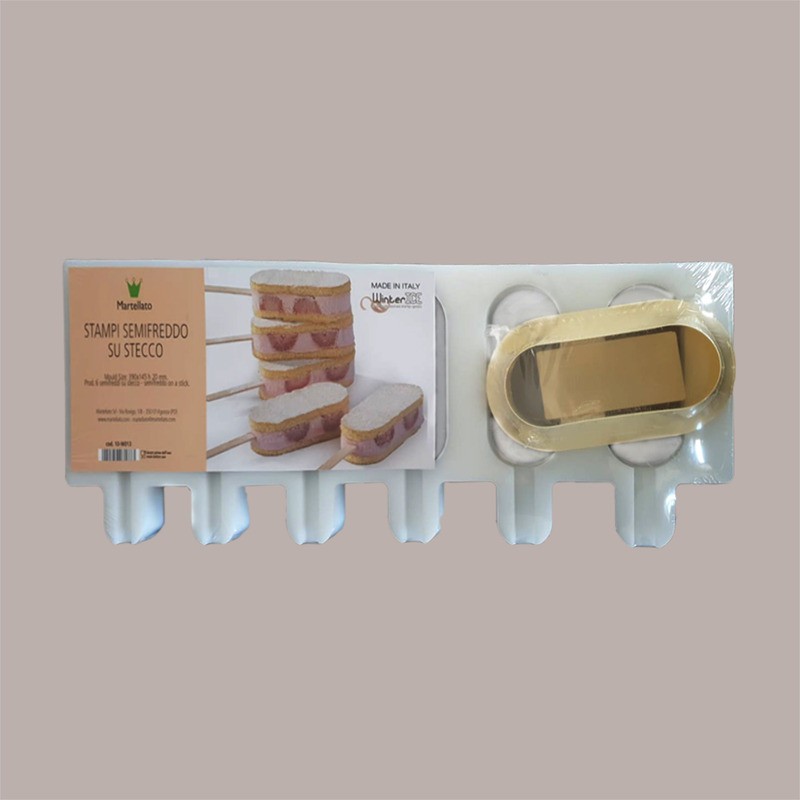 Stampo per Semifreddo Gelato a forma di Stecco 6 Pose Riutilizzabile Martellato [ad881374]