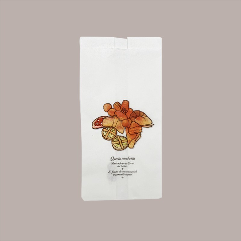 Sacchetto Carta Bianco Antigrasso 14x28 cm grafica Pizza e Dolci 10 Kg [80ccd144]
