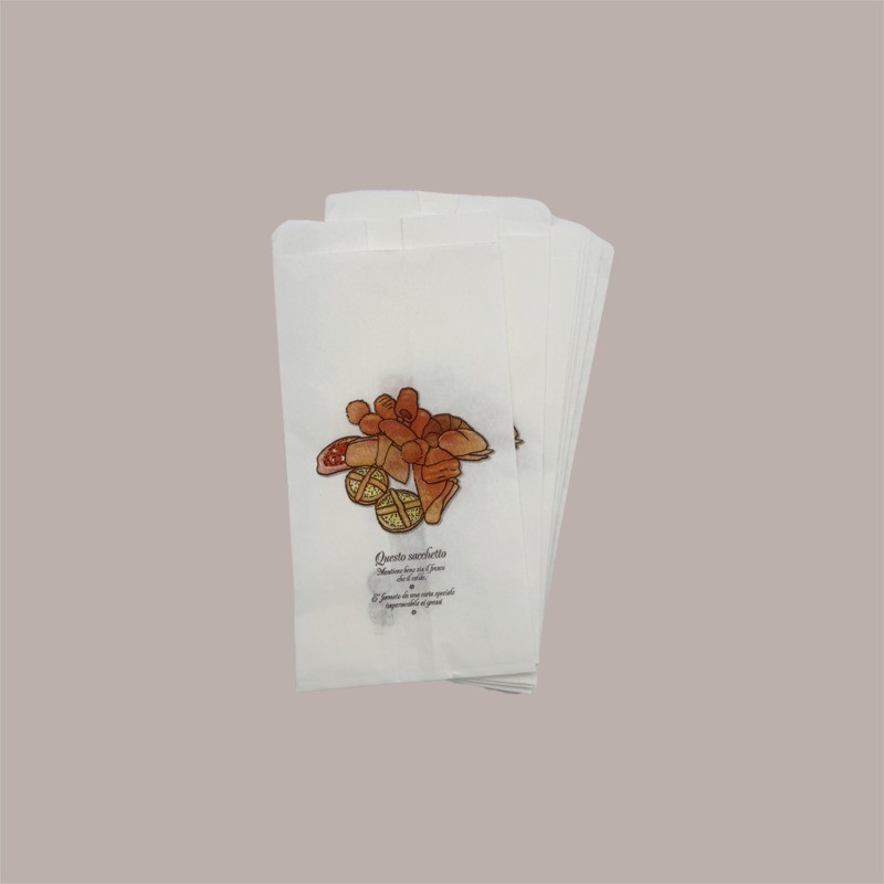 Sacchetto Carta Bianco Antigrasso 14x28 cm grafica Pizza e Dolci 10 Kg [eba71453]