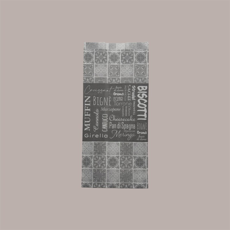 Sacchetti Carta Antigrasso Fantasia Maioliche e Pasticcini 14+10x30 cm 500 Pz [d843d229]