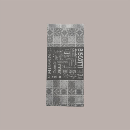 500 Pz Sacchetti Carta Antigrasso Fantasia Maioliche e Pasticcini 12+8x26cm [7d326cf1]