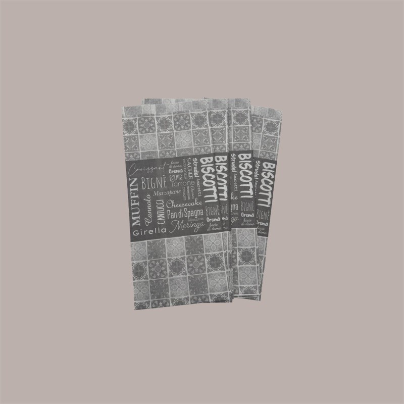 500 Pz Sacchetti Carta Antigrasso Fantasia Maioliche e Pasticcini 12+8x26cm [1659a9e6]