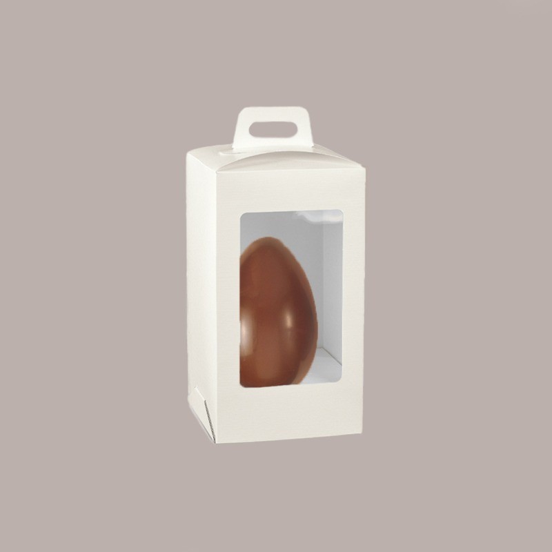 5 Pz Scatola Porta Uovo Cioccolato con Fondo in Carta Pelle Bianco Golosa con Finestra Trasparente 250x250x370 mm [2a1f8faf]