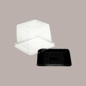 100 Pz Mini Vassoio Medorino Plastica Monoporzione Quadrato Nero Medoro + Coperchio 12x12cm Alcas [76aedde7]