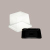 100 Pz Mini Vassoio Medorino Plastica Monoporzione Quadrato Nero Medoro + Coperchio 12x12cm Alcas [76aedde7]
