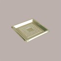 100 Pz Vassoio Quadrato Plastica Oro Mono Porzione Medorino 12x12 cm Alcas [9d7acf10]