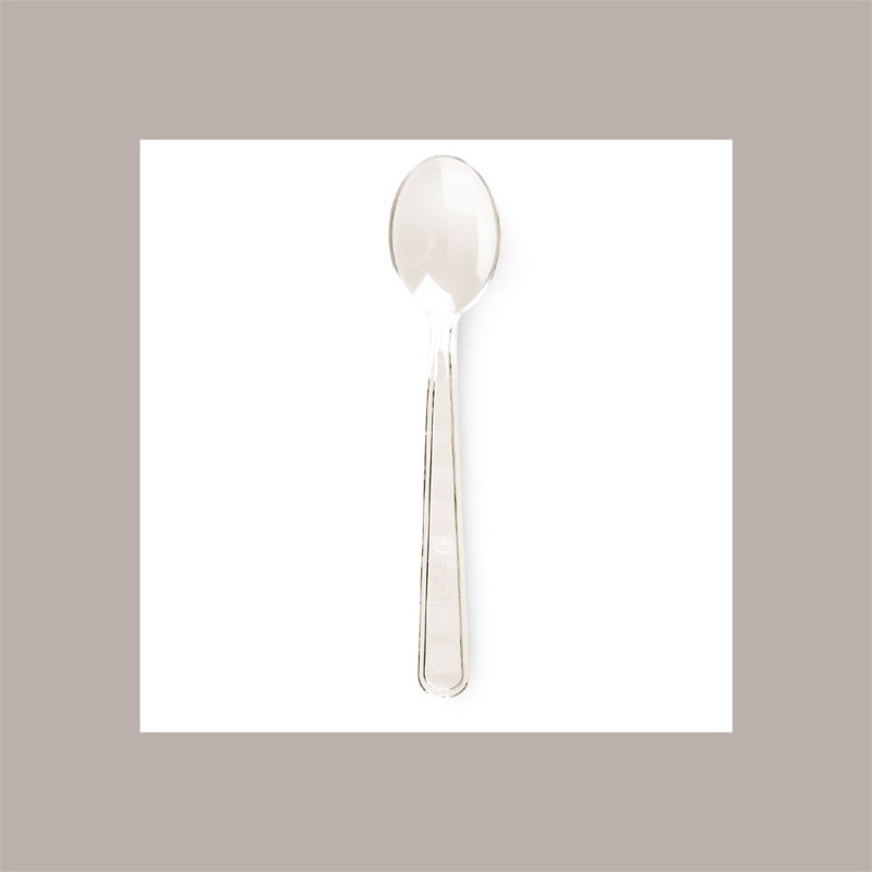 100 Pz Mini Posata Cucchiaino Pulz Spoon Riutilizzabile Trasparente 10 cm [89f3f66a]
