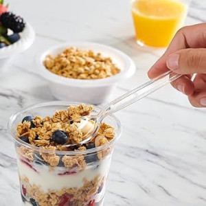 100 Pz Mini Posata Cucchiaino Pulz Spoon Riutilizzabile Trasparente 10 cm