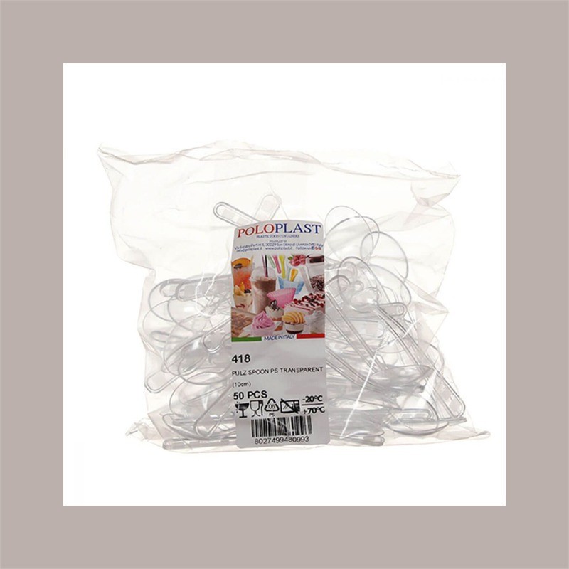 100 Pz Mini Posata Cucchiaino Pulz Spoon Riutilizzabile Trasparente 10 cm [e298337d]