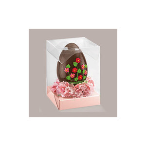 5 pz Scatola Trasparente Porta Uovo Cioccolato Pasqua Fondo Carta Rosa 180x180H150mm