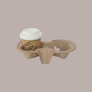 100 Vassoio Porta 2 Bicchieri in Polpa di Carta Riciclata per Asporto Caffè Cappuccino