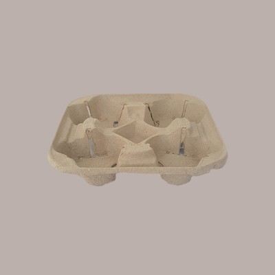 50 Vassoio Porta 4 Bicchieri in Polpa di Carta Riciclata per Asporto Caffè Cappuccino [82fddc27]