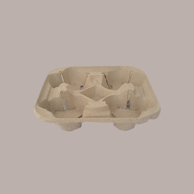 50 Vassoio Porta 4 Bicchieri in Polpa di Carta Riciclata per Asporto Caffè Cappuccino [82fddc27]