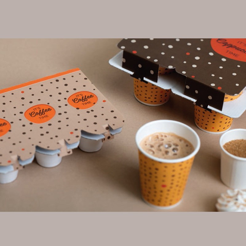 40 Pz Porta Bicchieri Cappucino in carta IT'S CAPPUCINO TIME 2+2 [be9eb319]