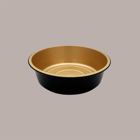 50 Pz Contenitore per Alimenti Eclipse Nero e Oro in Alluminio 13,8x4,3 cm [23b6ae4c]