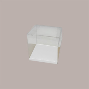 20 Pz Fondo Rialzato Pelle Bianco per Scatola Trasparente Automontante 8x8 cm