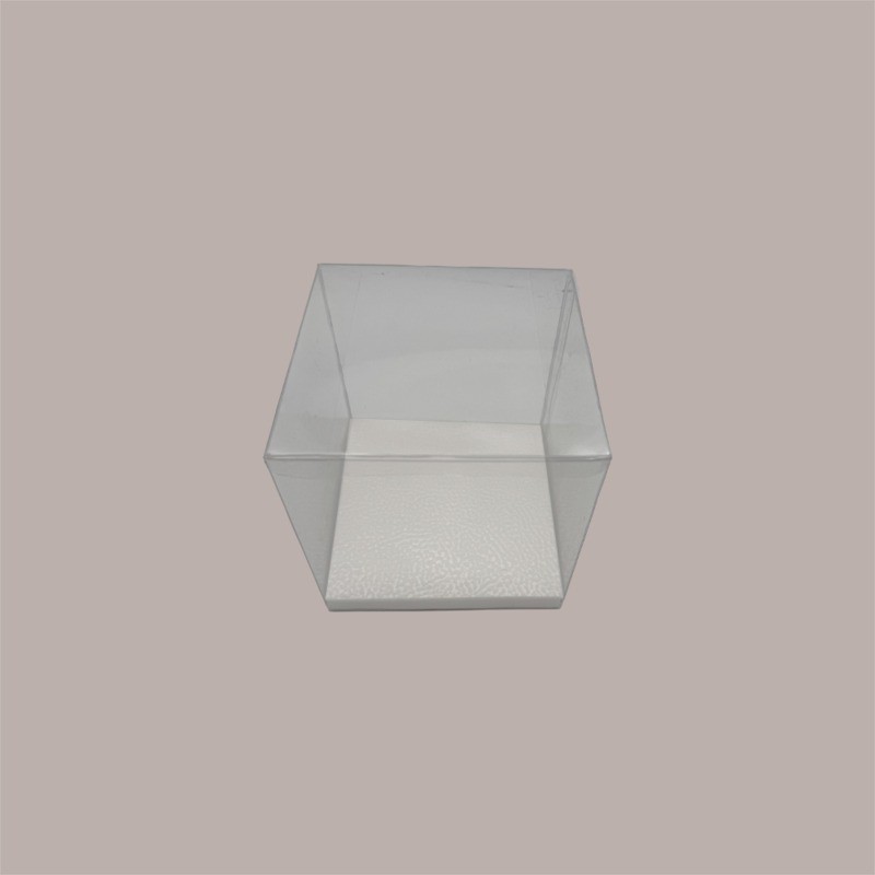 20 Pz Fondo Rialzato Pelle Bianco per Scatola Trasparente Automontante 8x8 cm [14b73612]