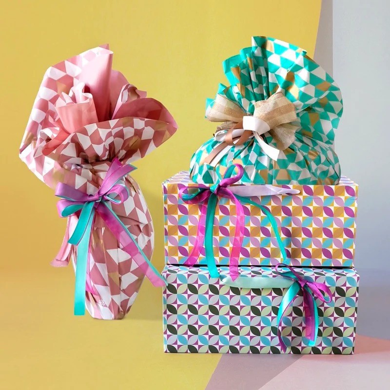 12 Pz Bag Box Geometric Multicolor Ideale per Confezioni Pasquali e Porta Colombe 33,5x23,5x14cm [e8bce7fb]