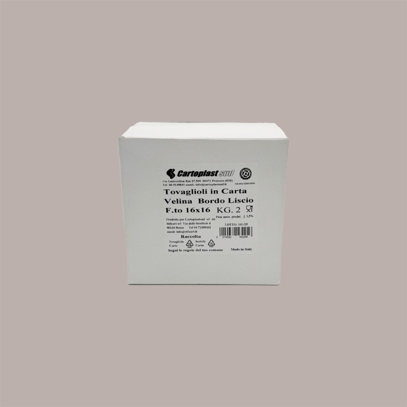 2 Kg Tovaglioli Bianchi Bordo Liscio in Carta Velina 16x16cm [7d60f244]
