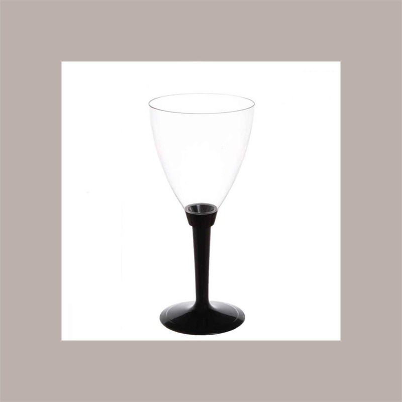 100 Pz Calice Flute Base Nera e Coppa Trasparente Assemblabile in PS 100cc [263d828e]