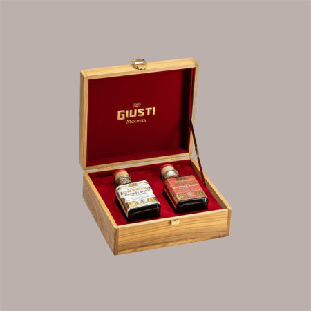 Cofanetto Regalo in Legno Elegante Duetto 250 ml Medaglie D'oro Aceto Giusti [65868cb2]