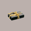 10 Pz Scatola Porta Cioccolatini Pelle Nero Inserto Oro e Fascia Trasparente 75x145H35 mm [bd57d64c]
