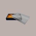 5 Pz Scatola Porta Cioccolatini Pelle Nero Inserto Oro Fascia Trasparente 215x145H35 mm [cc05284a]