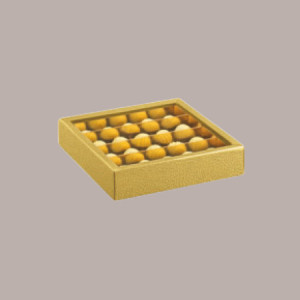 10 Scatola Porta Cioccolatini Carta Oro Effetto Pelle 145x145H35 mm [70845858]