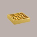 10 Scatola Porta Cioccolatini Carta Oro Effetto Pelle 145x145H35 mm [70845858]