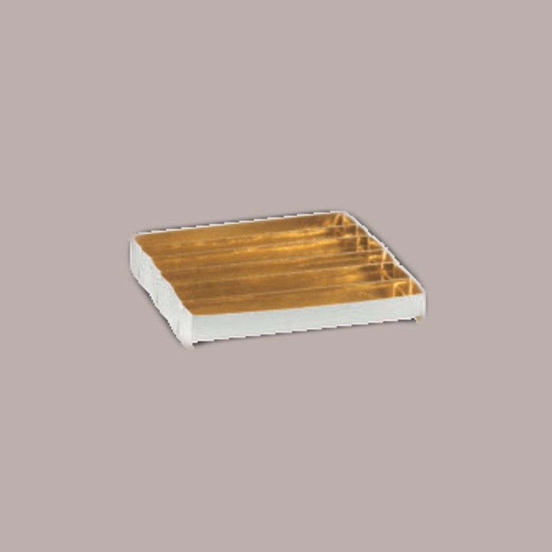 10 Scatola Porta Cioccolatini Carta Oro Effetto Pelle 145x145H35 mm [c799995c]