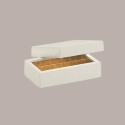 10 Pz Scatola Porta Cioccolatini Inserto Oro Pelle Bianca 145x75H35 mm [b4feffea]