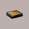 10 Scatola Porta Cioccolatini Pelle Nero Inserto Oro e Fascia Trasparente 145x145H35mm [5351ae53]