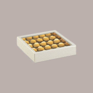 10 Pezzi Scatola Porta Cioccolatini Carta Pelle Bianca 145x145H35 mm [6a8daafe]
