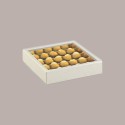 10 Pezzi Scatola Porta Cioccolatini Carta Pelle Bianca 145x145H35 mm [6a8daafe]