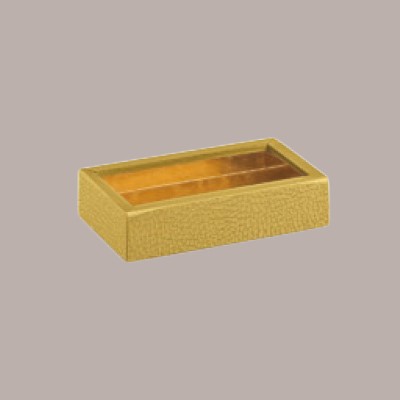 10 Pz Scatola Porta Cioccolatini in Cartoncino Oro con Inserto Oro e Fascia Trasparente 75x145H35 mm [5bbab7dd]