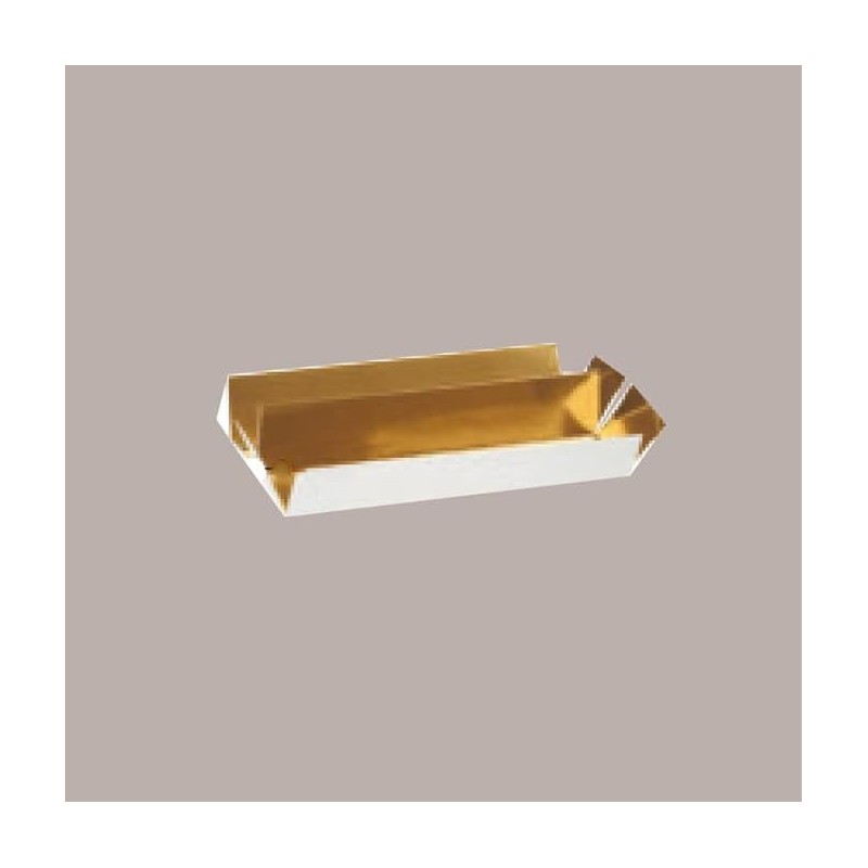 10 Pz Scatola Porta Cioccolatini in Cartoncino Oro con Inserto Oro e Fascia Trasparente 75x145H35 mm [358135d4]