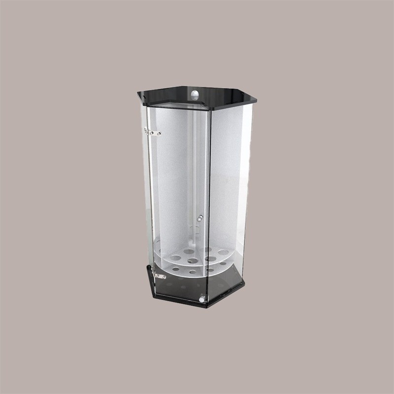 Porta Coni Girevole a 18 Fori con Porta in Plexiglass Finiture Colore Nero [1f4d1612]