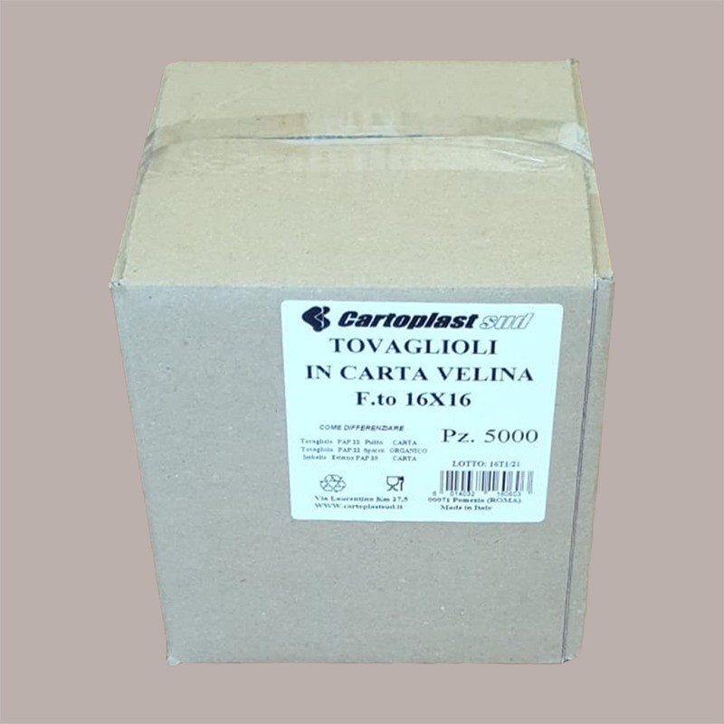 4400 Pz Tovaglioli Bianchi Smerlati in Carta Velina 16x16cm [b9d549ca]