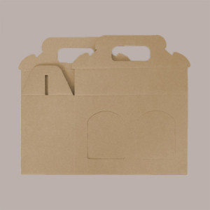 10 Pz Scatola Astuccio Porta 2 Vasetti Salse Creme in Cartoncino Avana 170x80H120mm [856261a9]
