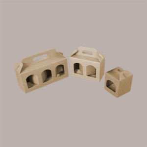 10 Pz Scatola Astuccio Porta 2 Vasetti Salse Creme in Cartoncino Avana 170x80H120mm [803226b7]