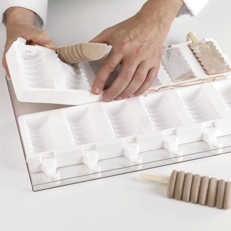 1 Pz Set 2 Stampi Gel04 Tango con 50 Stecchi in Legno per Stecco Gelato Dm45H92 mm [5be53073]