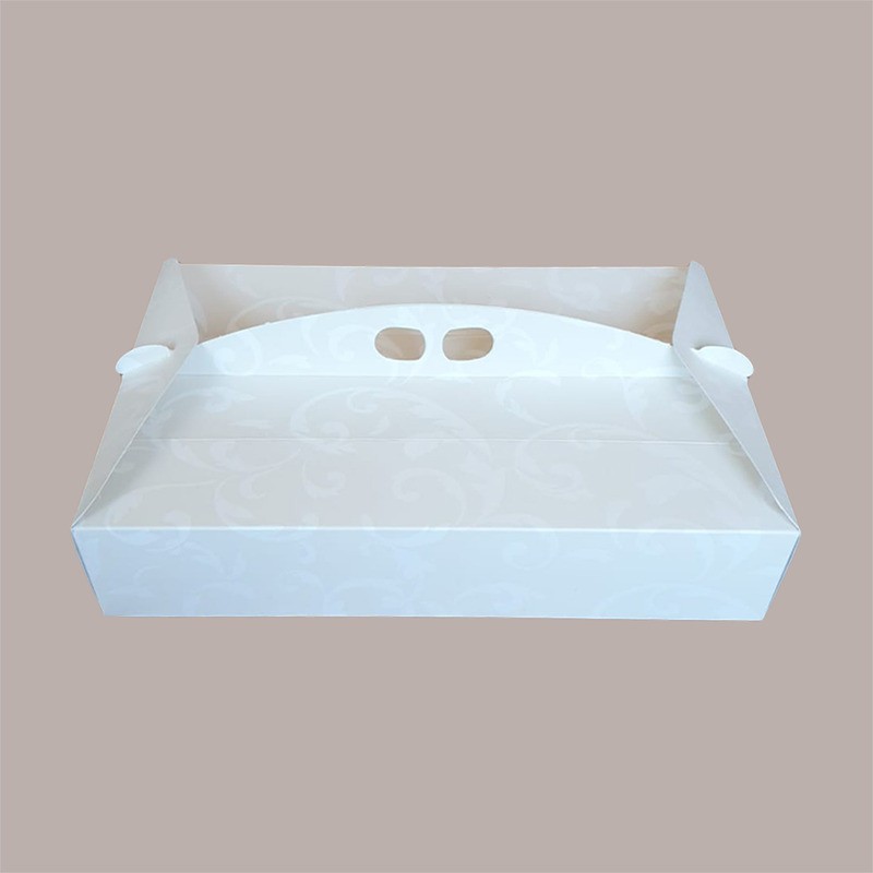10 Pz Scatola Porta Paste Dolci in Cartoncino Avorio Damascato 36x26H6cm [3c40b84d]