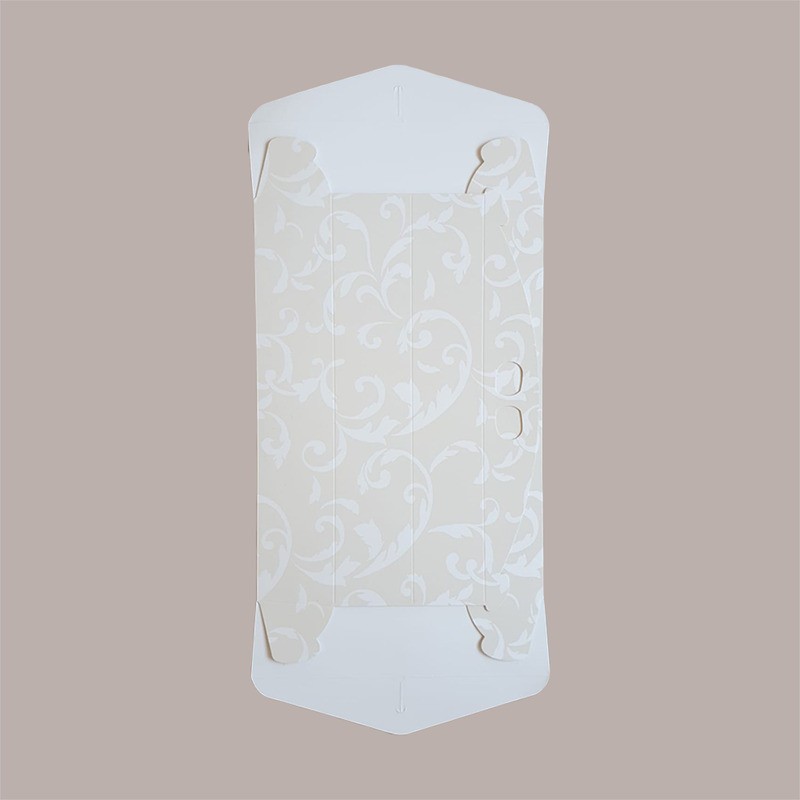 10 Pz Scatola Porta Paste Dolci in Cartoncino Avorio Damascato 36x26H6cm [3910ff53]