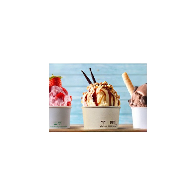 200 Pz Coppetta Bicchiere per Gelato in Carta di Bamboo Biodegradabile 160cc [59bc0438]
